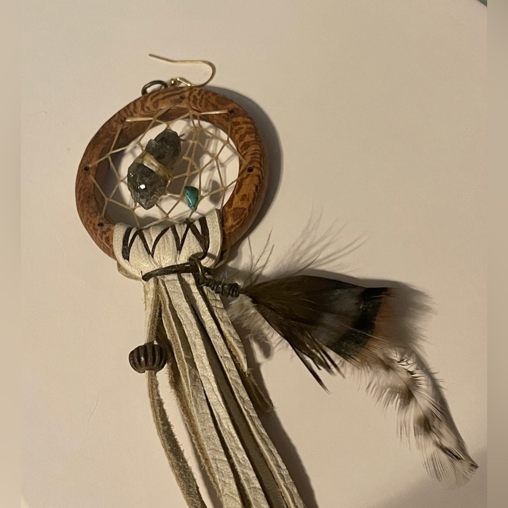 Hand Carved SINGLE Dream Catcher Earring